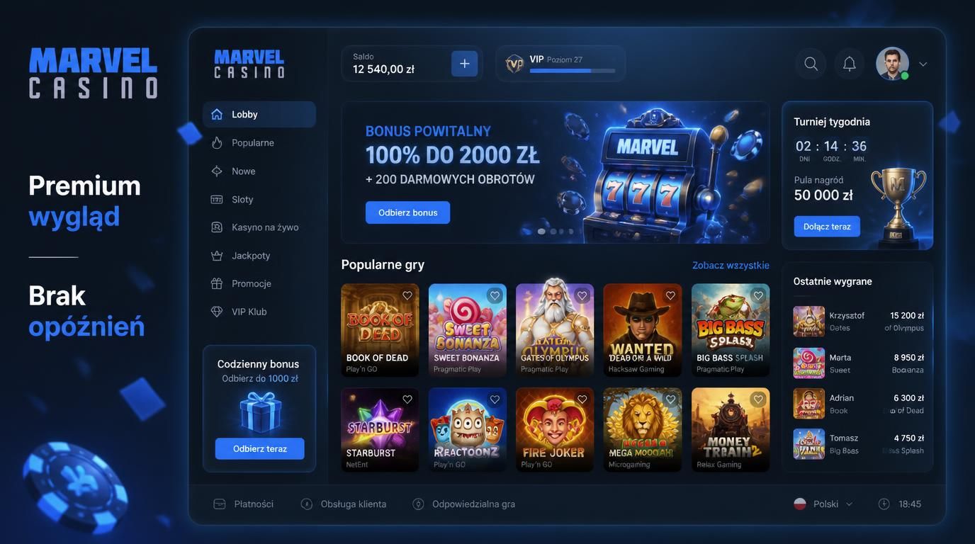 Alert instalacji i kontrole techniczne w Marvel Casino.